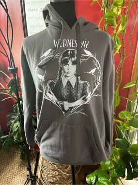 Charcoal Gray Wednesday Graphic Hoodie Sweatshirt